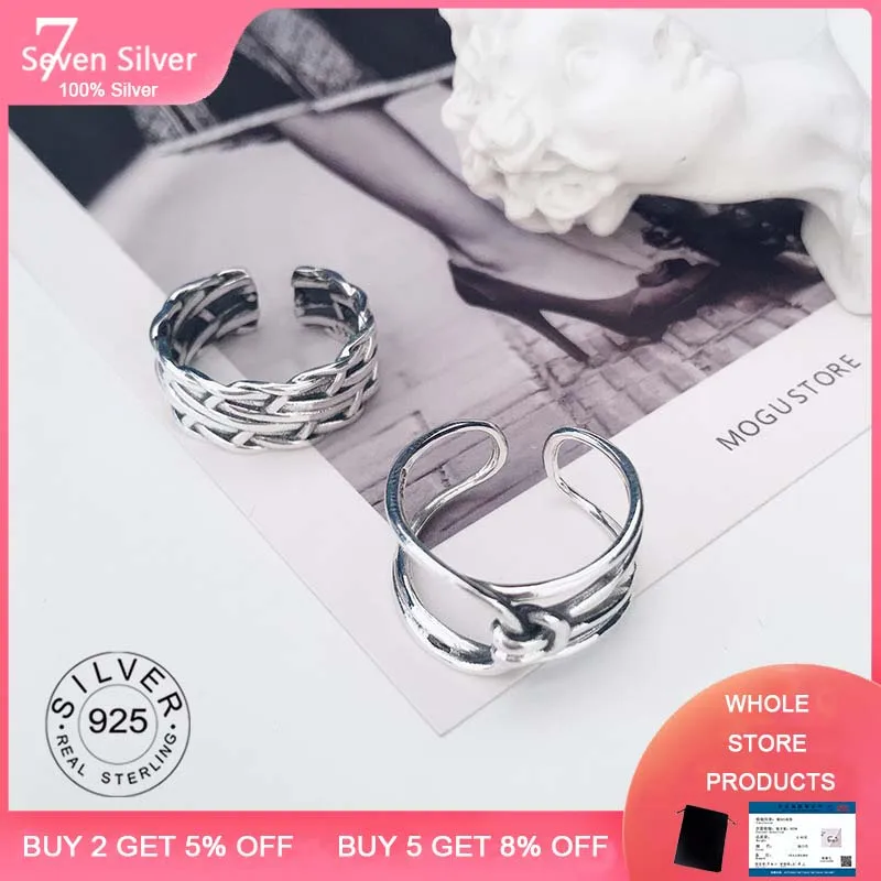 

925 sterling silver rings for women cross interweave fine jelwery Multilayer open adjustable trendy Silver Jewelry Party Gifts