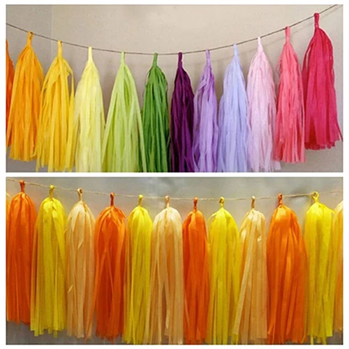 5 шт. гирлянда из папиросной бумаги с кистями для Свадебные украшения DIY День