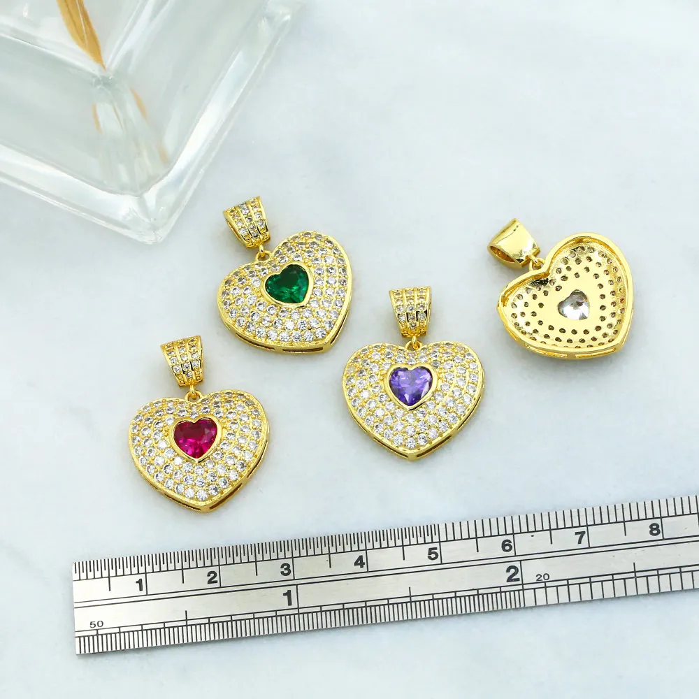 OCESRIO позолоченный медный большой кристалл ожерелье Красное сердце кулон