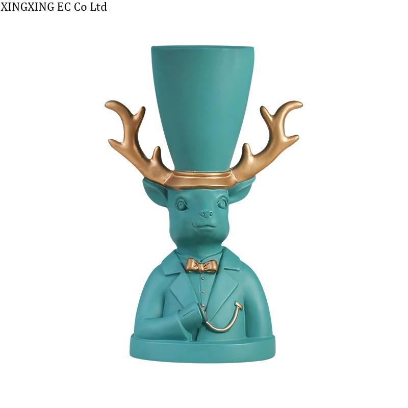 

Nordic Style Elk Storage Decoration Creative Animal Resin Crafts Living Room TV Cabinet Desktop Vase Home Decoration Accessories