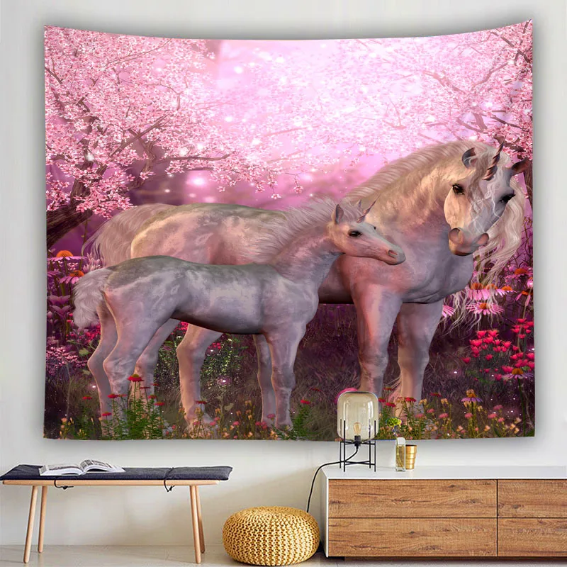 

Gentle Horse Decoration Tapestry Hanging Background Psychedelic Wall Carpet Ornament