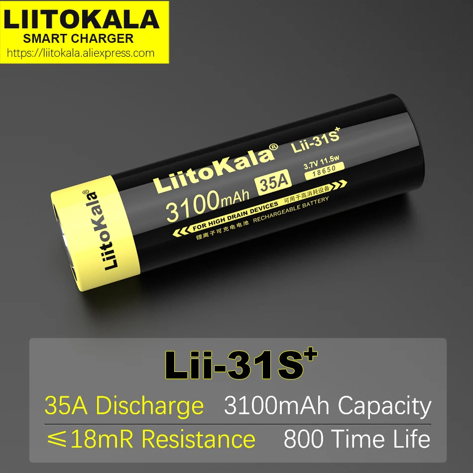 1 10 новый аккумулятор LiitoKala Lii 31S 18650 3 7 V Li Ion 3100mA 35A для устройств с высоким