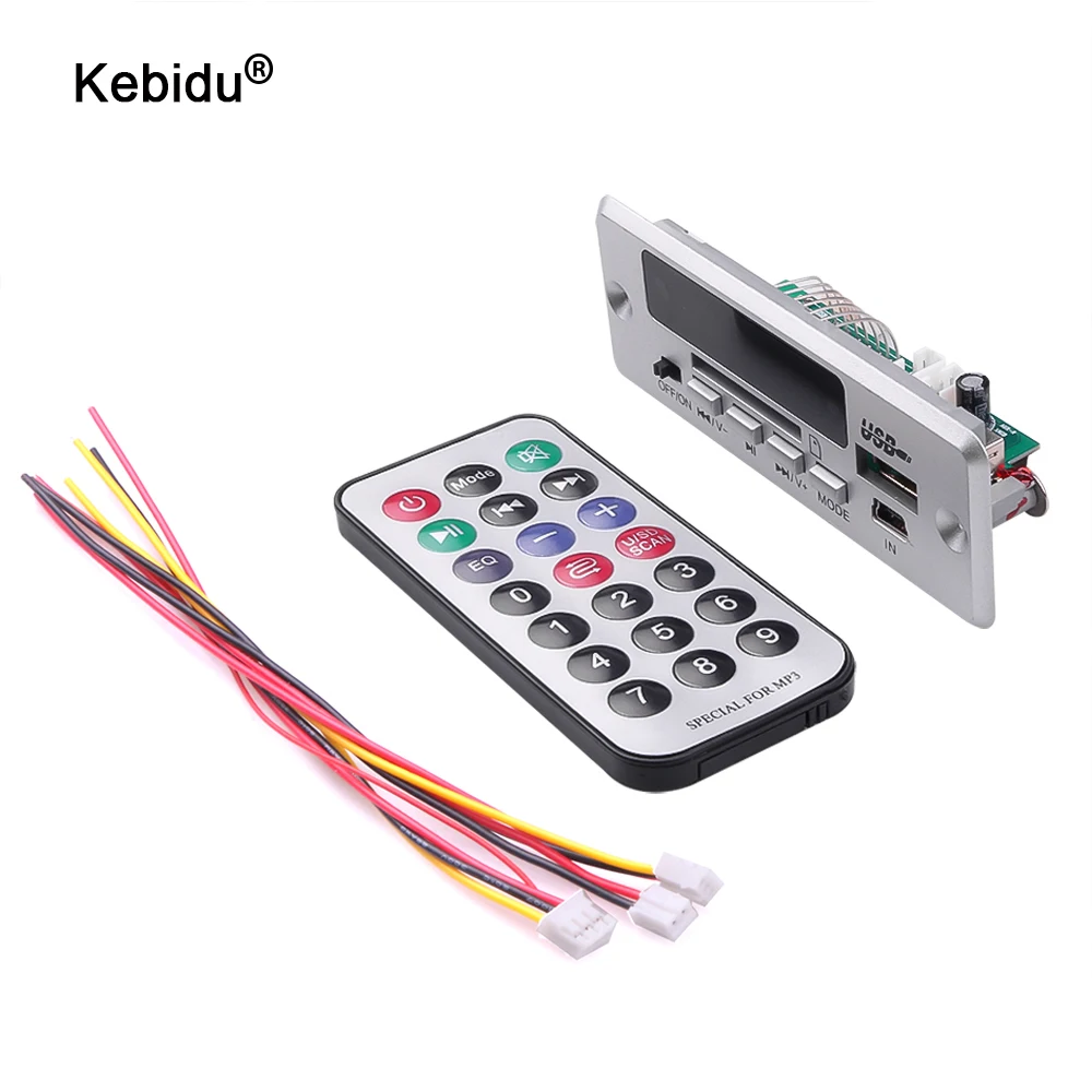 Kebidu беспроводной Bluetooth 12 в MP3 WMA декодер доска 5 в аудио модуль USB TF FM AUX радио для автомобиля аксессуары с пультом дистанционного управления
