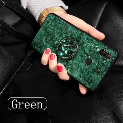 Green with Bracket Модный мраморный Блестящий силиконовый чехол для Xiao mi 9 mi 9 SE mi 8 mi 8 Lite A1 A2 Max 2 3 Play Cover On Red mi GO S2 6A Note 6 7 Pro - Цвет: Green with Bracket