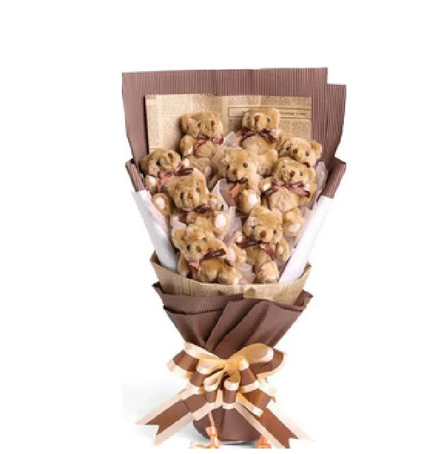 

Lovely Doll Toy Plush Scarf Brown Teddy Bear Stuffed Soft Toys For Bouquet Plush Animals