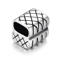 stainless steel end bead slider closure reticulate polished 11x6mm hole bracelet component diy accessories jewelry making