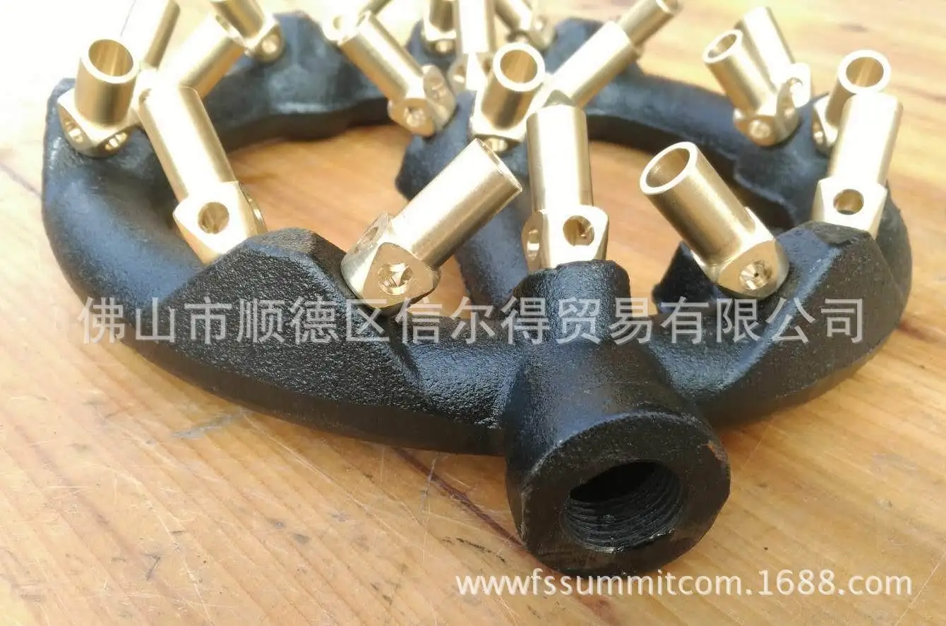 Propane Gas Jet Burner For Chinese Wok Range Grilling Stir Fry - Cast Iron Body Round Nozzle with 20 Brass Tips |