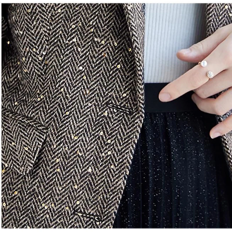 Блестящие блейзеры высокого качества корейская мода Женский однотонный