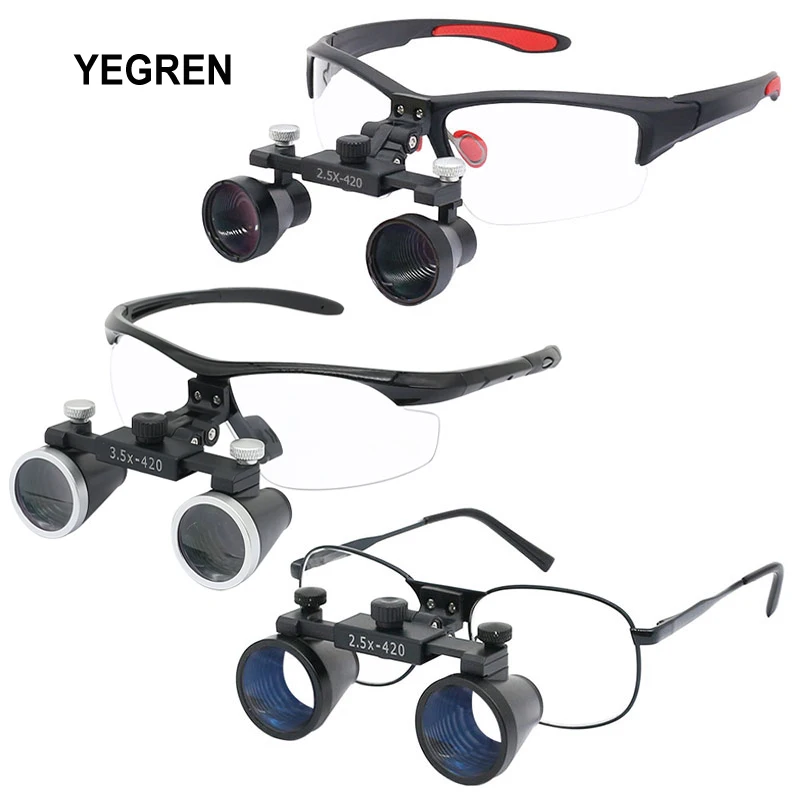 

Metal/Bright/Frosted Frame Eyeglasses 2.5X 3.5X Binocular Dental Magnifier With Prescription Glasses Frame for Dentist Surgery