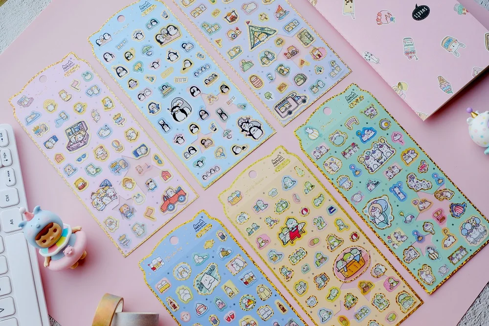 Nekoni Kawaii маленький Животные золочение декоративные из рисовой бумаги наклейки Скрапбукинг палка Labell дневник Канцелярские Стикеры для альбомов