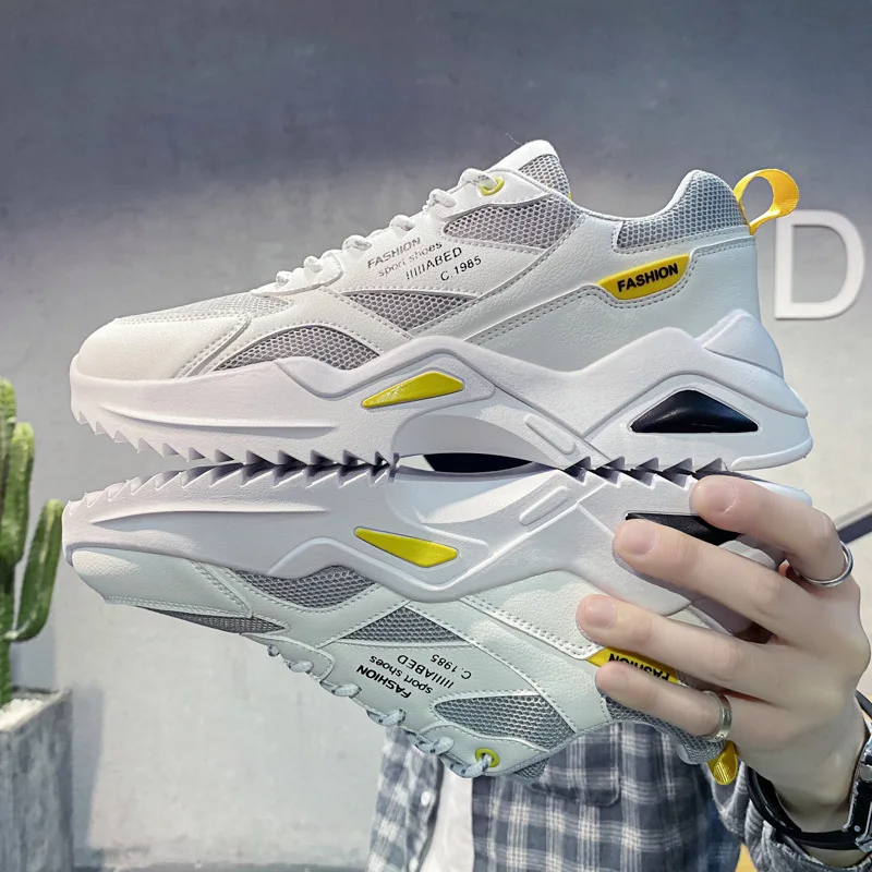 

2021 Spring New Trend Youth Sneakers Men's Lace-Up Casual Sports Shoes Mesh Chunky Sneakers