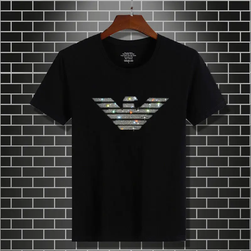 

Hot Drill Short Sleeve Men's T-shirt Fashion 2021 New Fashion Trend Summer Wear Slim Personality Big Fat T