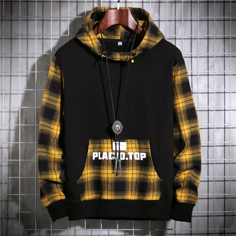 

Men's hoodies casual sweatshirt men's loose color matching European American popular stitching men's hooded sweatshirt