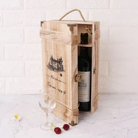 vintage wood 2 red wine bottle box carrier crate case storage carrying display holder birthday party christmas gift