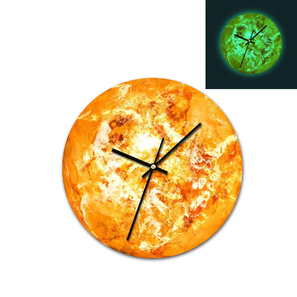 

New luminous planet moon wall clock acrylic study bedroom personalized background wall clock