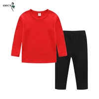 new arrival childrens pajamas cotton boys top baby clothes sweatshirt pants 2pcsset solid sleepwear for kids toddler outfits
