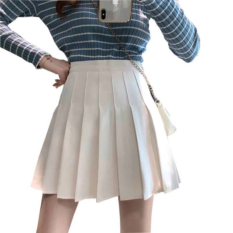 

Sexy Women Short Skirt Cute Female Pleated Skirt Spring And Autumn High Waist Solid Color Mini Skirt Summer Female Skirt FC1010