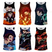 2020 new hot anime demon slayer 3d print menwomen tank tops summer cool casual tee sleeveless unisex vest tops