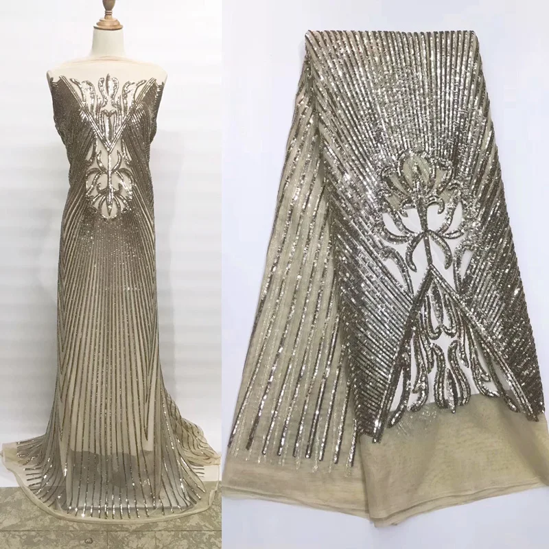 

10colors light gold cream African sequins French net lace fabric bling bling wedding lace with gorgeous embroidery FJL015