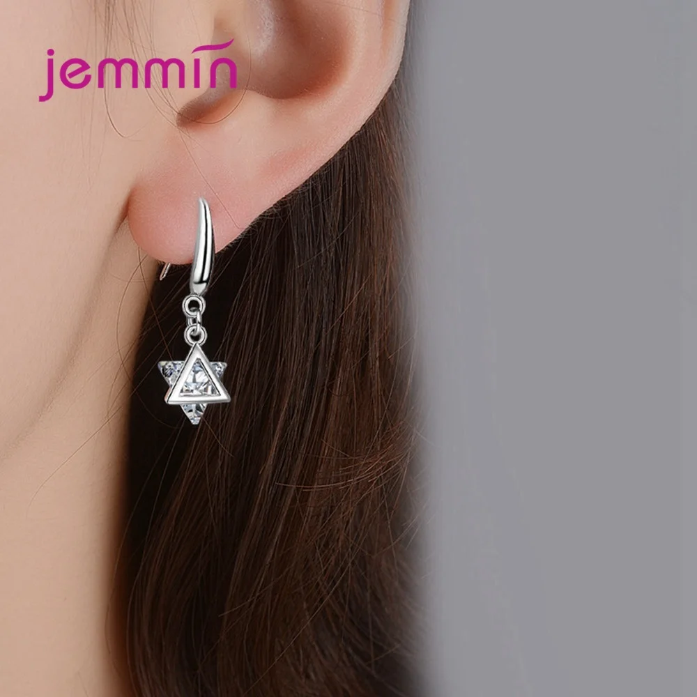 Корейские модные серьги для женщин женские сверкающие треугольные с AAA