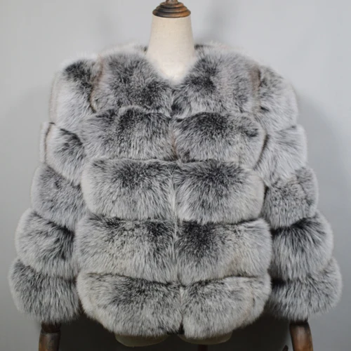 Frost black Женское качественное натуральное пальто с лисьим мехом натуральный мех лисы куртка короткое зимнее меховое пальто с лисьим мехом с фабрики - Цвет: Frost black
