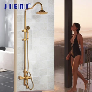 JIENI античный латунный душевой набор настенный ручной душ резьба душевая головка ручной опрыскиватель смеситель блок душевой кран