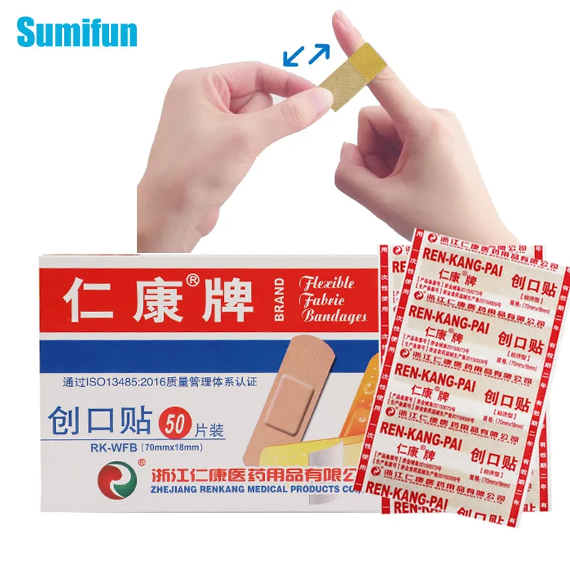 

50pcs Band Aids First Aid Bandage Wound Dressing Waterproof Breathable Wound Hemostasis Sticker Band Cushion Medical Plaster