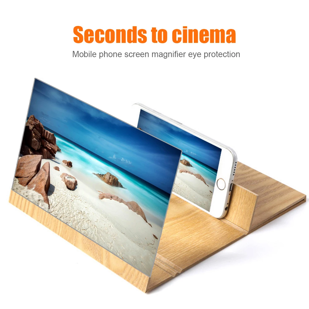 

Деревянный 3D экран усилитель 12 дюймов HD видео усилитель для смартфона стойка защита глаз мобильный телефон