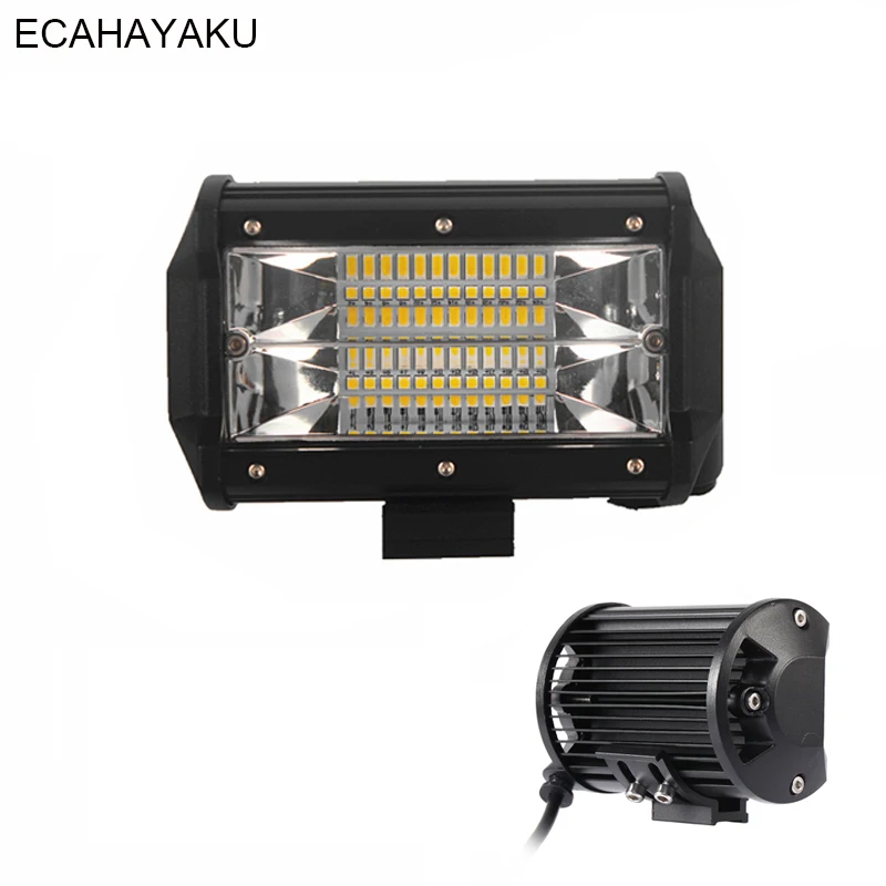 ECAHAYAKU 2 x двухрядные 5 дюймов 72 Вт 6000 К IP68 Автомобильный светодиодный светильник