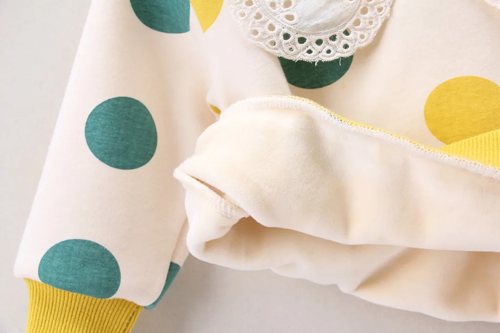 Toddler Baby Kids Girls Ruffles Dot Print Pullover Tops T-shirt Casual Clothes Children's Sweater Hoodie Autumn Winter