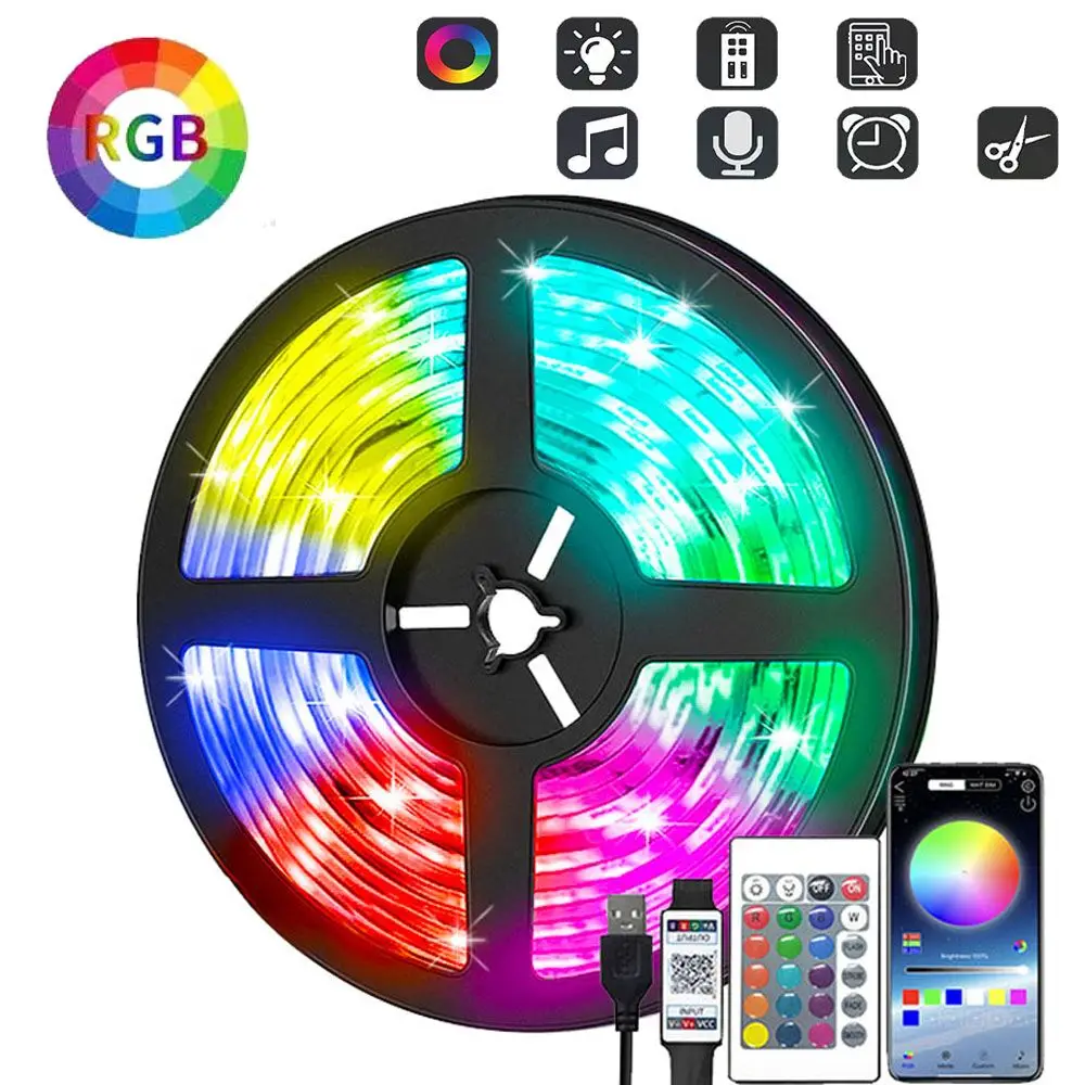 

Светодиодная лента RGB 5050 2835 с Bluetooth-управлением, USB, 5 В