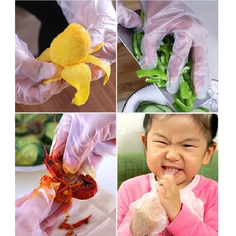 

100 Pieces Disposable Gloves Super Elasticity TPE Thicker Material Safety Food Tear-proof Soft Kitchen Bake Cooking Healthcare