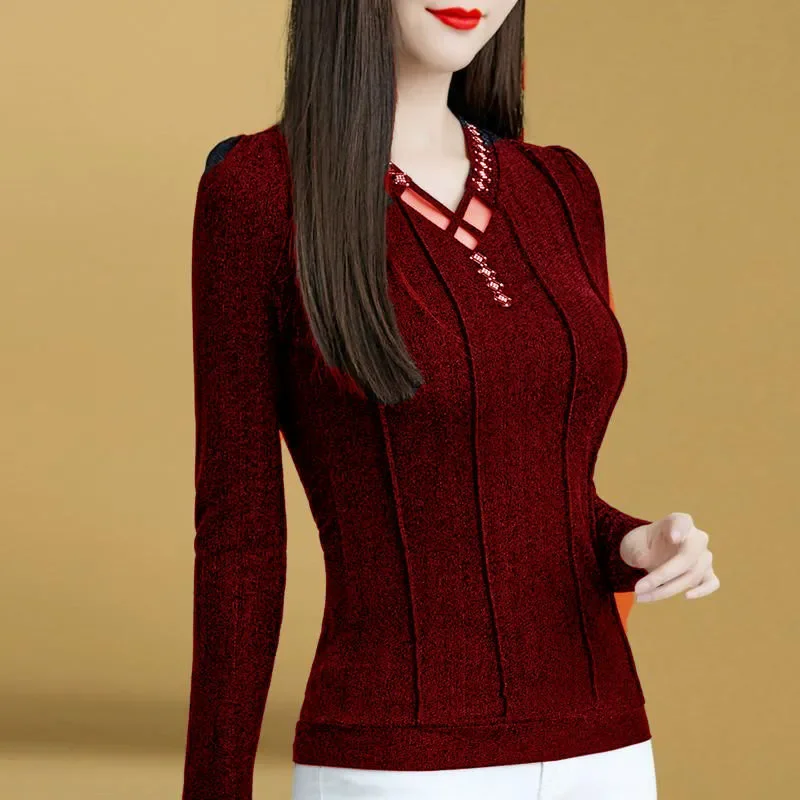 

2023 New Bottoming Shirts Long-Sleeved Female Outer Wear and Inner T-Shirts Ladies Bottoming Shirts Coat Autumn Women Tops