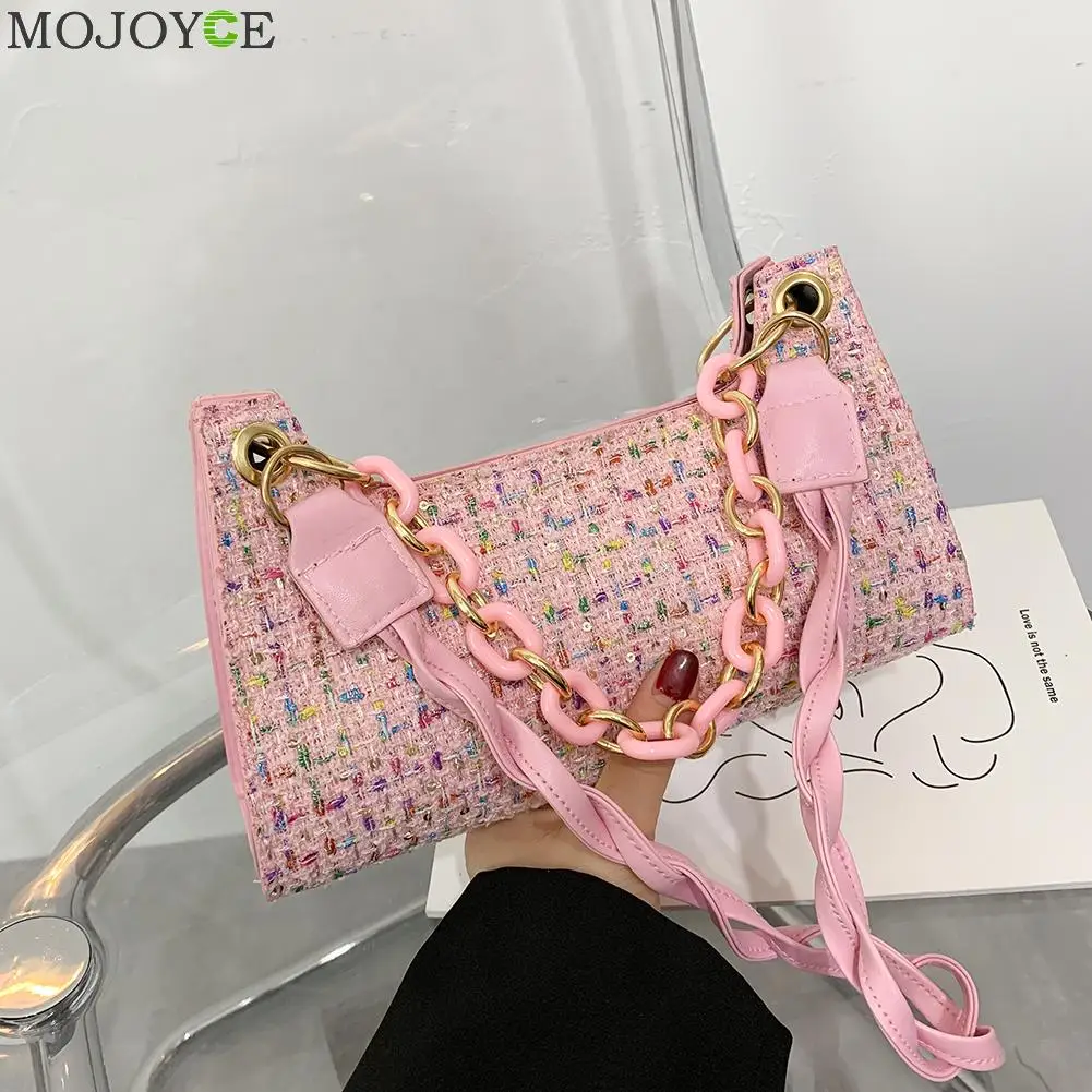 Осенне зимняя модная шерстяная сумка портативная Женская акриловая цепочка