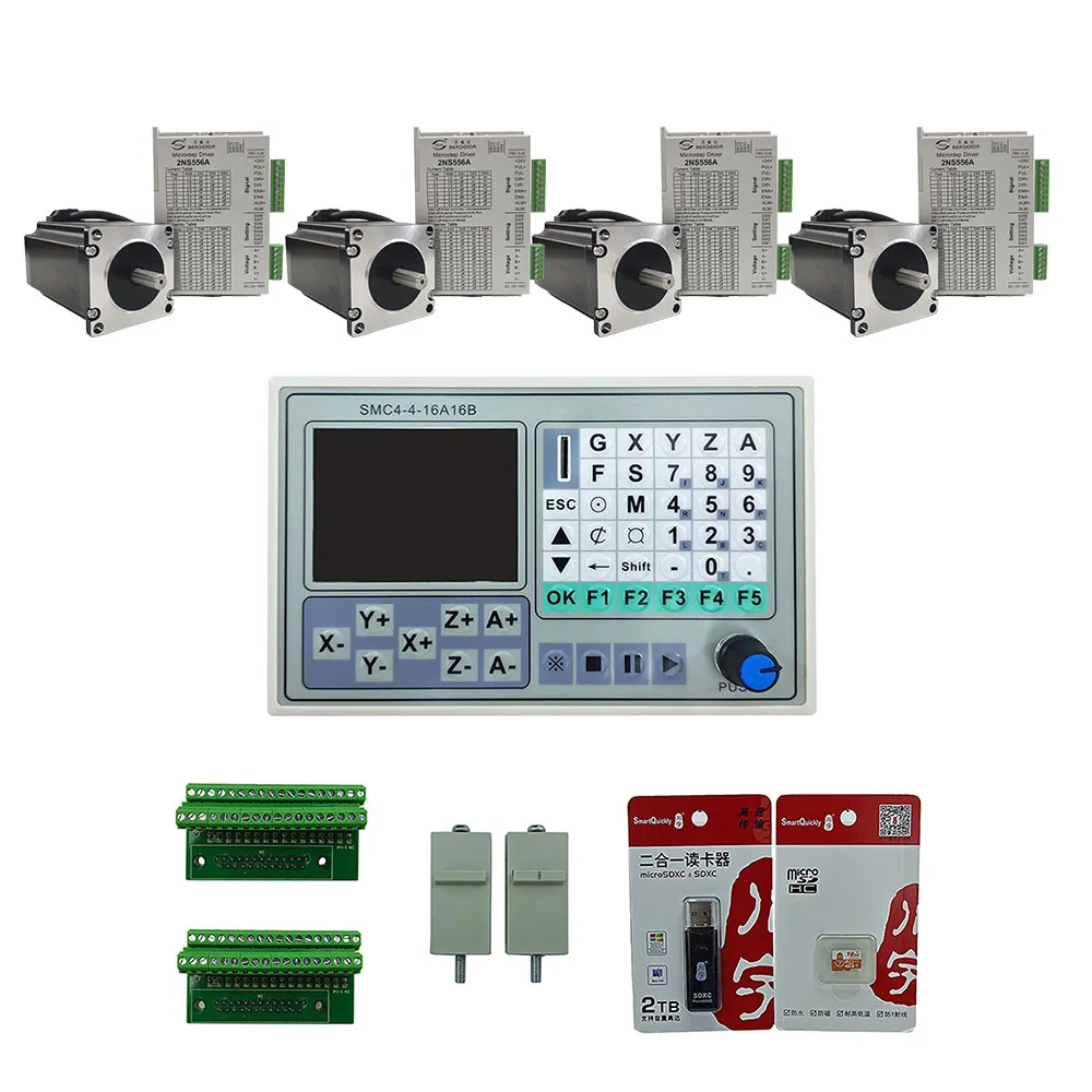 

CNC Kit 4Axis Offline CNC controller 50KHZ Carving Control System Engraving Machine Control SMC4-4 +4PCS 3NM Stepper motor kit