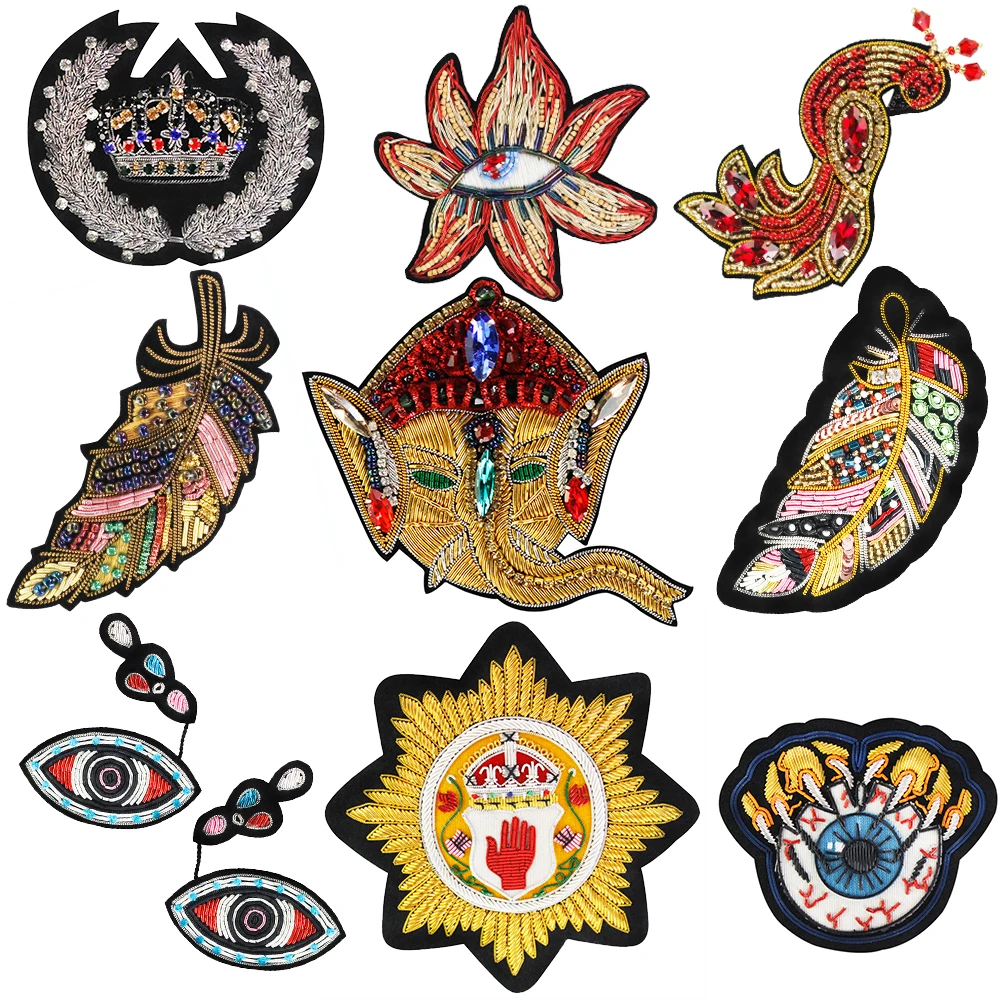 Вышитый слон Павлин нашивка-лист индийская шелковая проволока значок Стразы для одежды Сделай Сам бисер Кристалл для шитья 1 шт. TH2007