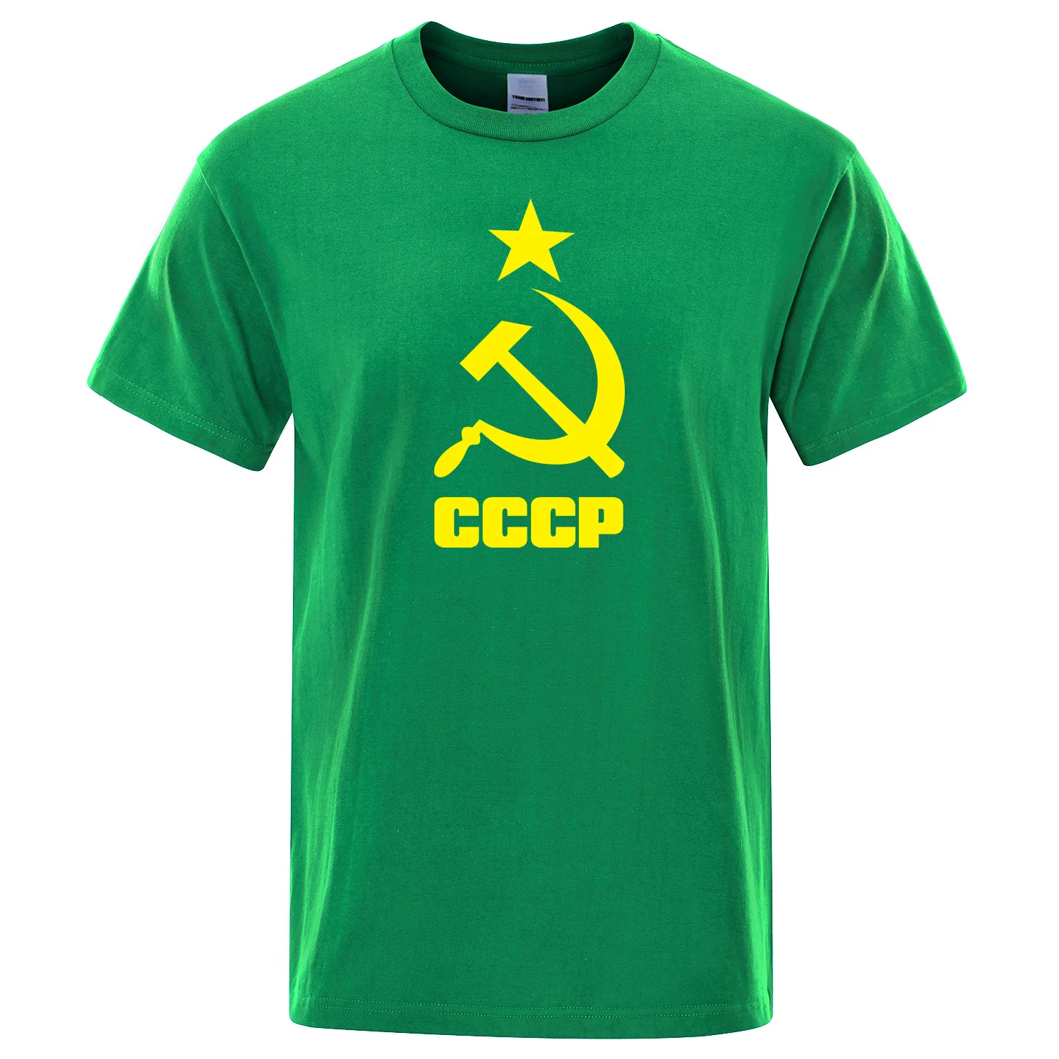 Мужская футболка, лето, CCCP, русские футболки для мужчин, для СССР, Советского Союза, Мужская футболка с коротким рукавом, футболки для мужчин, футболки из хлопка с круглым вырезом - Цвет: green 6