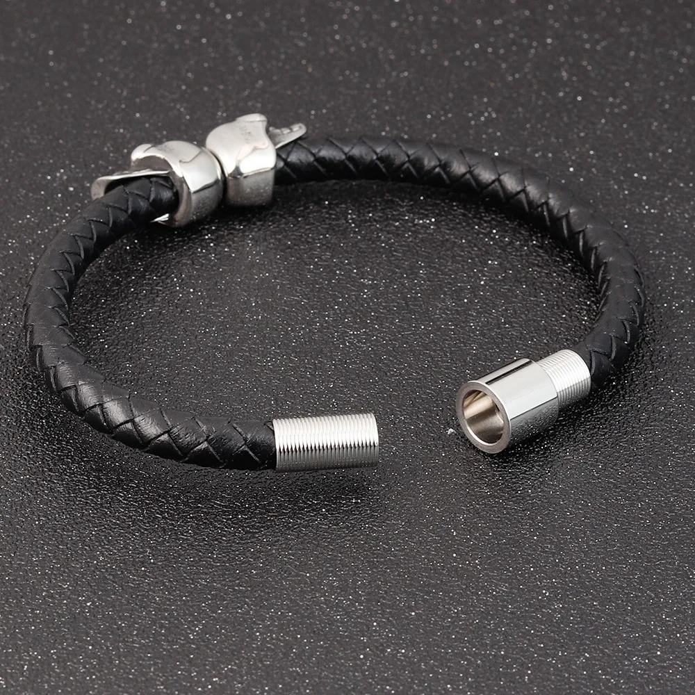 

Banru Mens Jewelry Black Braided Leather Bracelet Mens Stainless Steel Leather Bracelet Cool Skull Bracelet Mens Bracelet