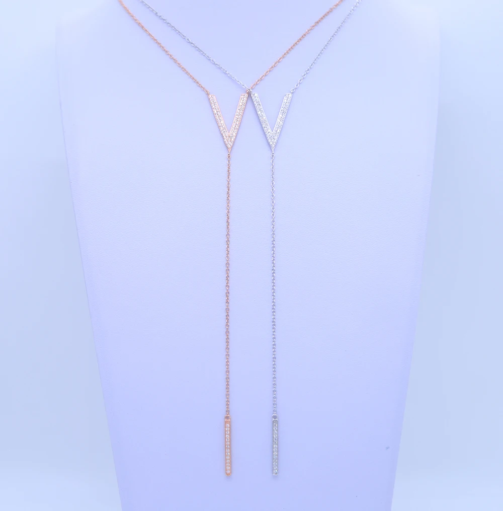 2121 Новое Модное Длинное Ожерелье V charm lariat OL дамское летнее офисное ювелирное