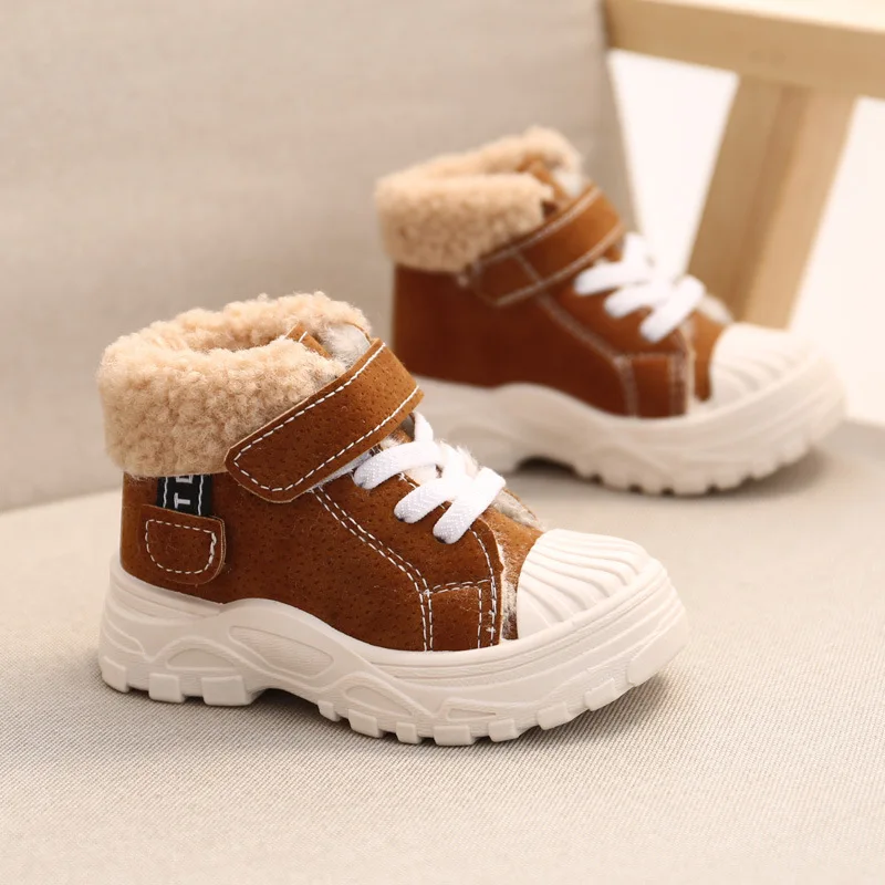 

Children Warm Martin Boots Winter New Boys Plus Thicken Velvet Cotton Shoes Girls Waterproof Short Boots Baby Cotton Boots