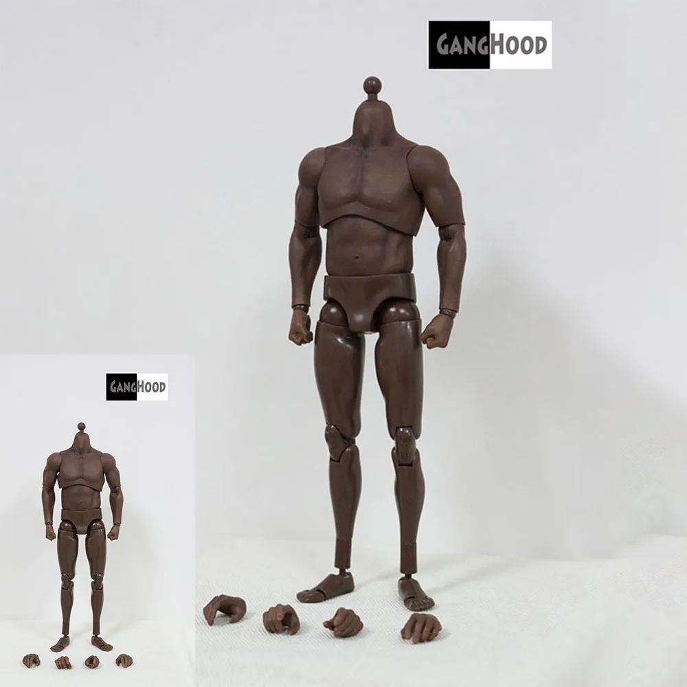 GANGHOOD 1/6 весы Черный Гибкая мышцы крепкий корпус для мужской головы модель игрушки