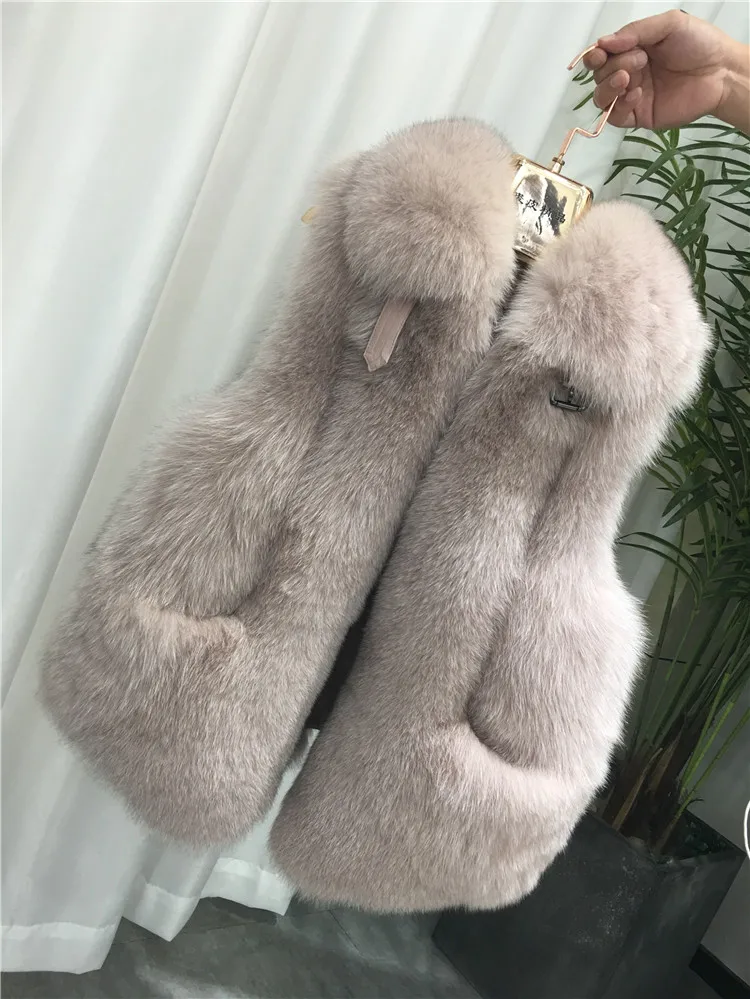 ZDFURS* женский жилет из натурального меха лисы зимний женский жилет без рукавов из натурального меха женский жилет из натурального меха - Цвет: pink