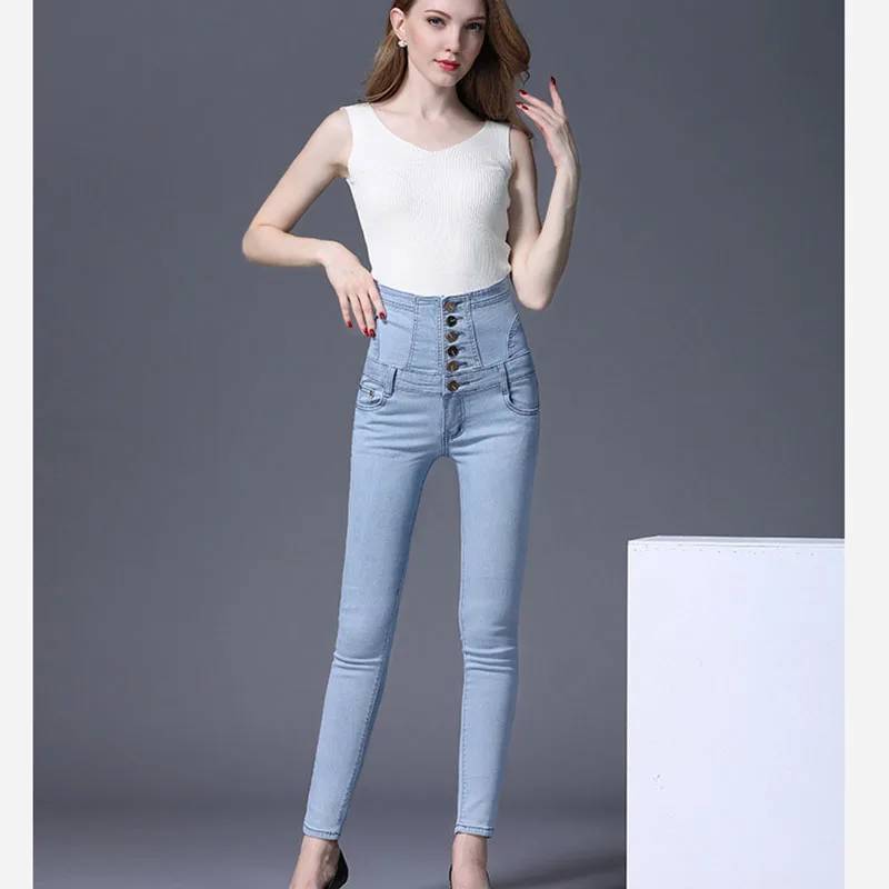 Модные женские джинсы большого размера с высокой талией Получите на животе