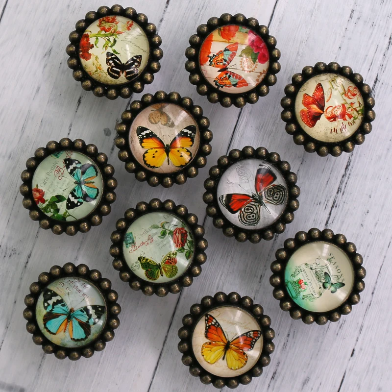 

1x Butterfly Design Glass and zinc alloy Knobs Kitchen Cabinet Drawer Pulls Ceramic Door Knobs Handmade Furniture Drawer Knobs