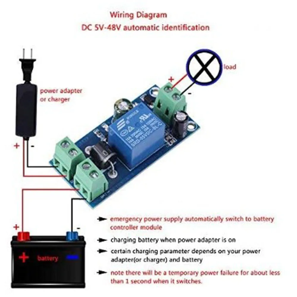 Переключатель аккумулятора модуль 5V ~ 48V 10A зарядки автоматический выключатель