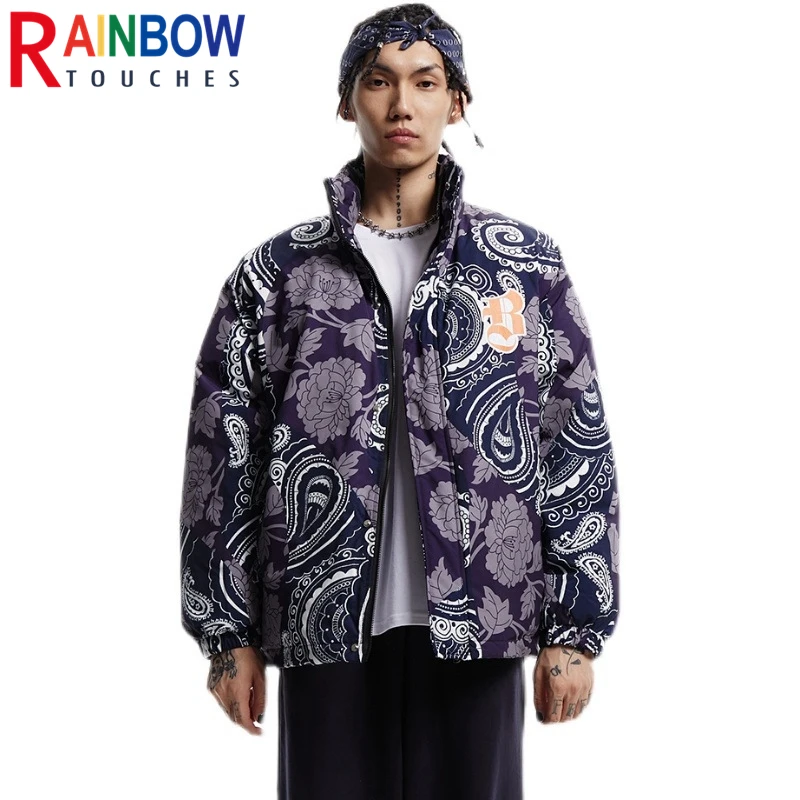 

Зимняя куртка Rainbowtouches 2021, Мужская бандана, уличные модные куртки в стиле хип-хоп с хлопковой подкладкой и узором, пальто унисекс превосходно...