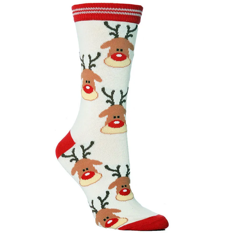 Women Christmas Gift Socks Funny Xmas Santa Claus Tree Snowflake Elk Snow Tube Crew Happy Girl Sock Women New Year Sokken