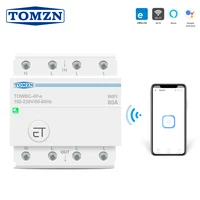 3 phase 80a din rail wifi circuit breaker smart switch remote control by ewelink app for smart home tomzn mcb timer