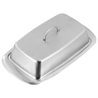 stainless steel butter dish box container cheese bread server storage keeper tray cake plate kitchen dinnerware