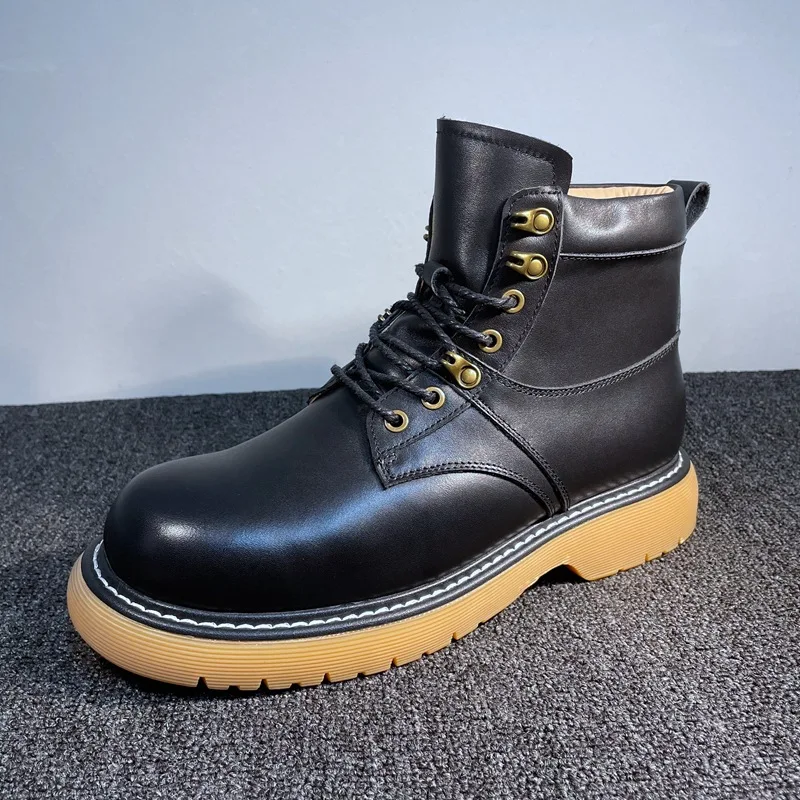 Men Winter Sneakers Snow Boots Warm Running Shoes Outdoor Sports Walking Shoes Non-slip Sneakers Black Leather Shoes